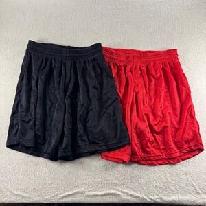 Vintage 90s Hersh Nylon Athletic Mesh Shorts‎ Lot Men's L Black Red Basketball